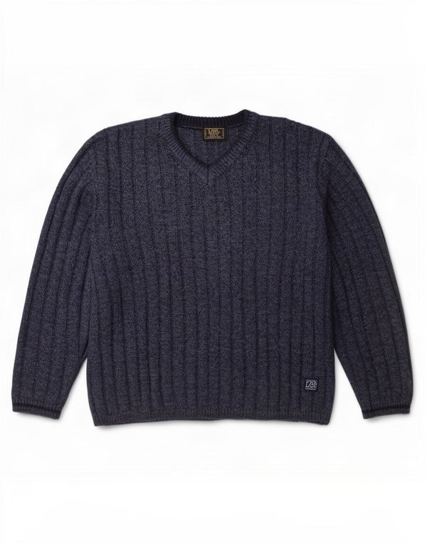 Lee Herren-Pullover mit V-Ausschnitt, XL, marineblau geflecktes Acryl