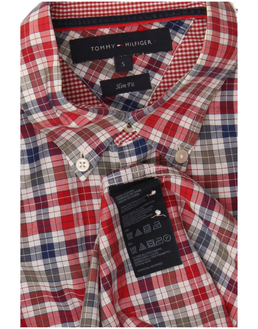 Tommy Hilfiger Herren-Slim-Fit-Hemd, klein, mehrfarbig, Gingham-Baumwolle