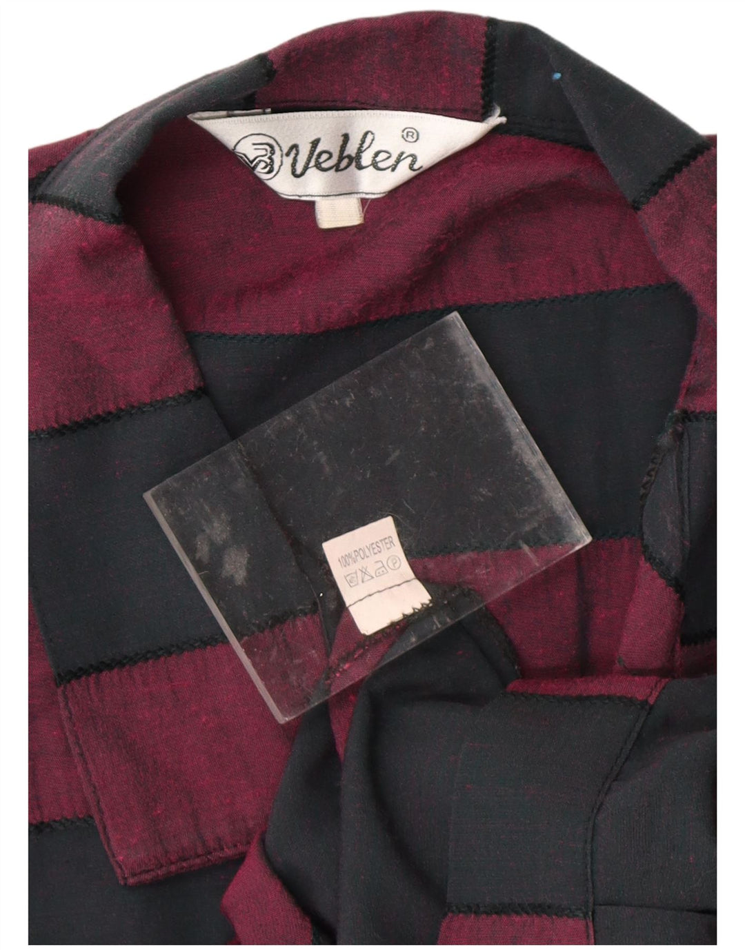 VINTAGE Damen-Hemdbluse mit Vorderkrawatte, UK 16, mittelschwarz gestreift