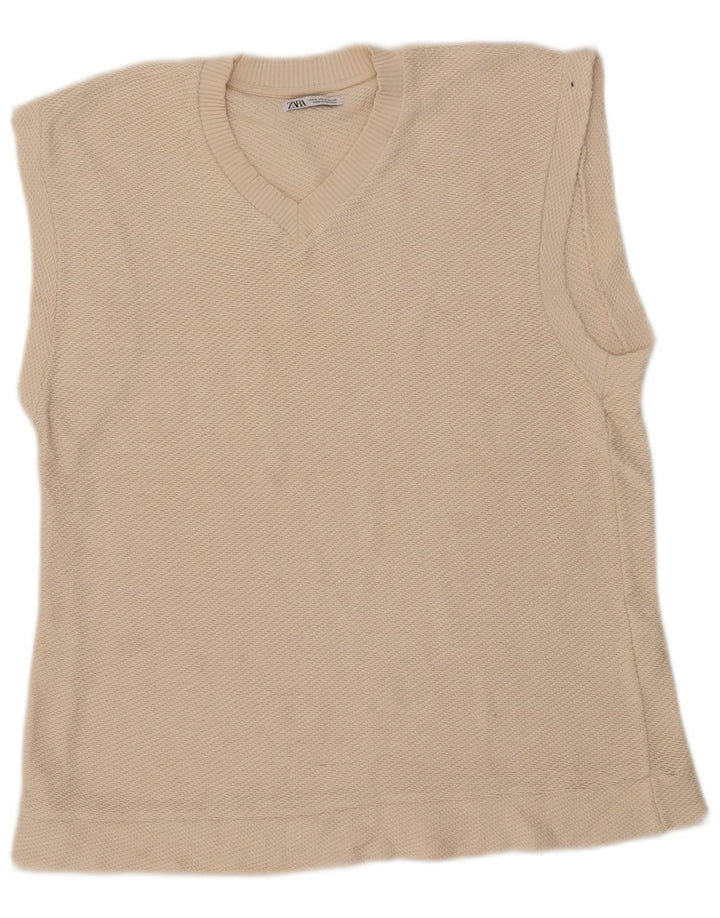 Zara Herren-Weste-Tanktop aus mittelweißer Baumwolle