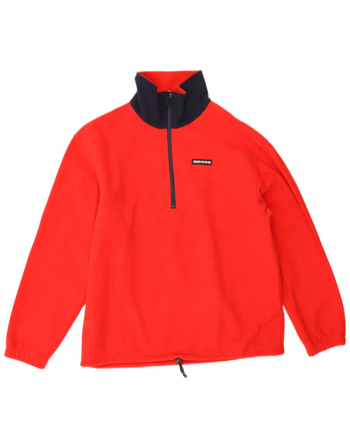 Aesse Herren-Pullover-Trainingsanzugoberteil mit Reißverschluss und Halsausschnitt, Größe S, Rot, Polyester