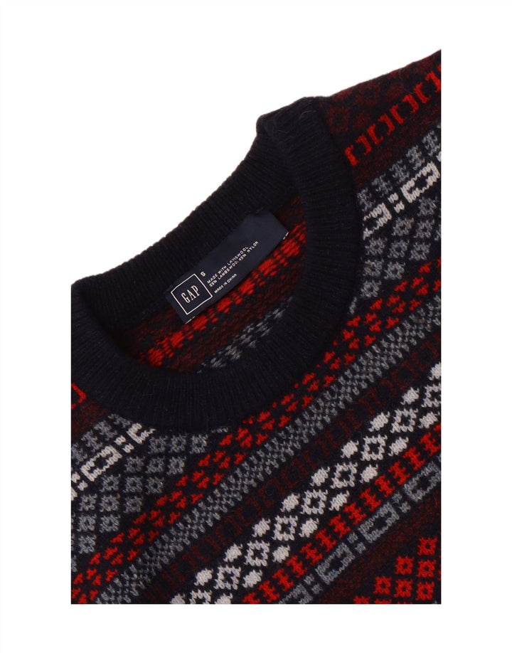 Gap Herren-Pullover mit Rundhalsausschnitt, klein, marineblaue, geometrische Lammwolle