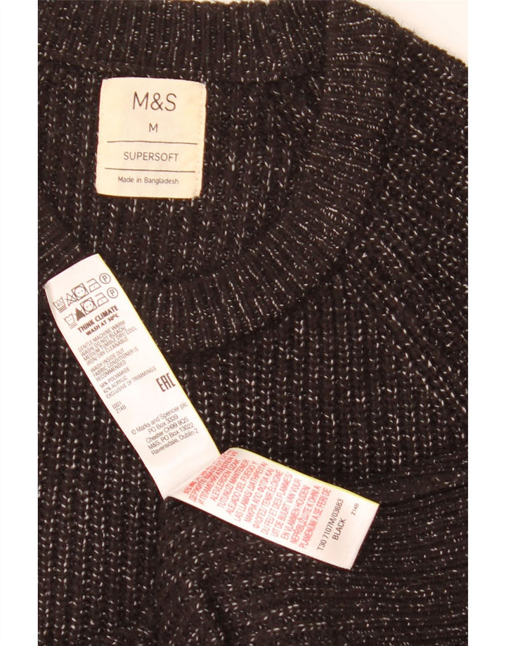 Marks & Spencer Herren-Pullover mit Rundhalsausschnitt, Mittelschwarz gefleckt