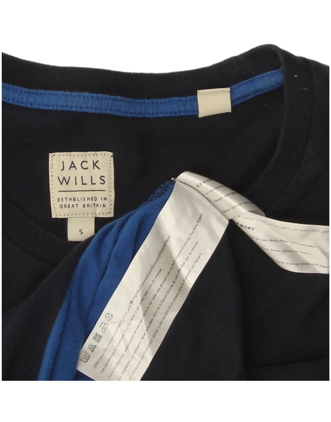 JACK WILLS Herren T-Shirt Top Small Marineblau Colourblock Baumwolle