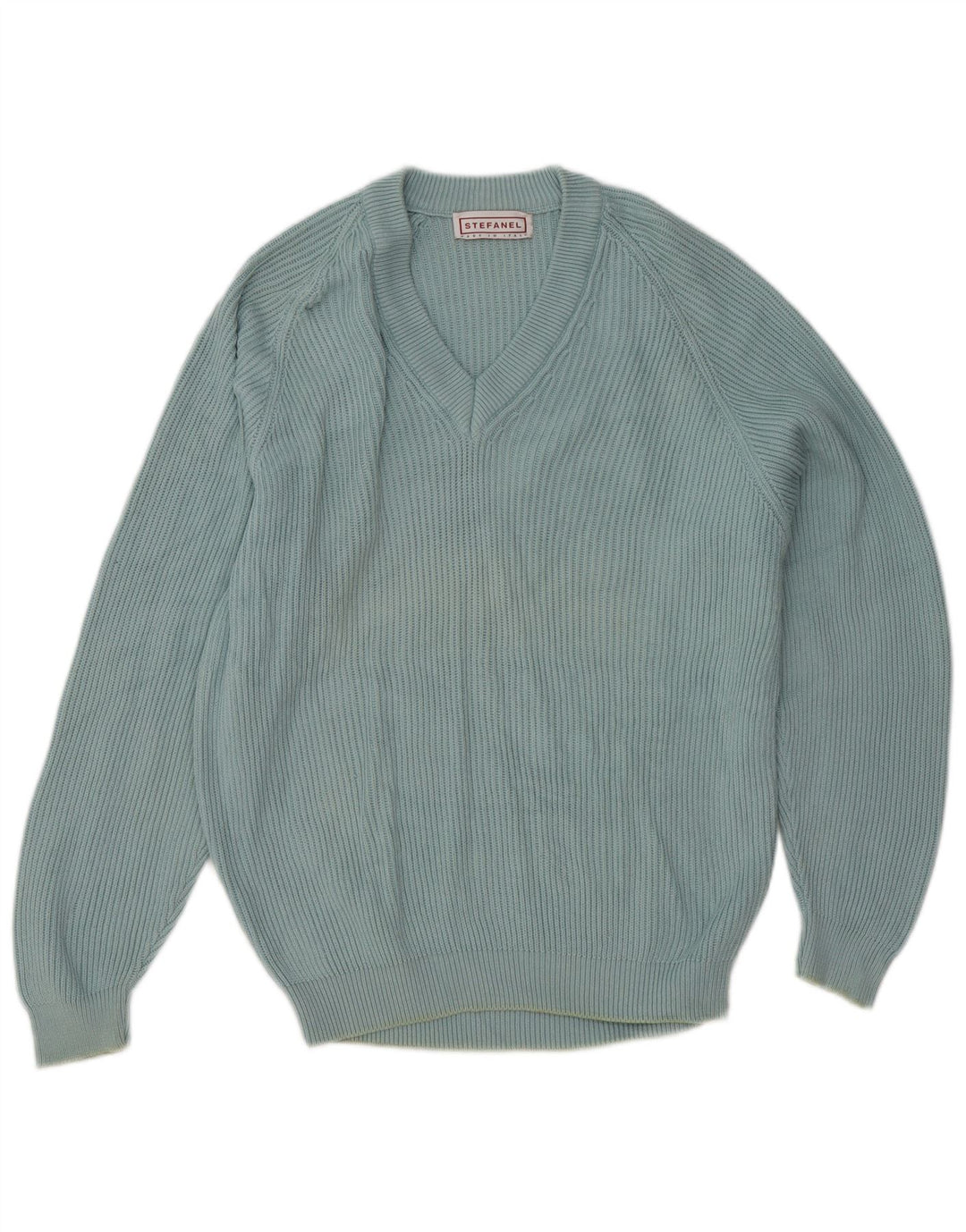 Stefanel Damen-Pullover mit V-Ausschnitt, UK 16, Größe L, Blau