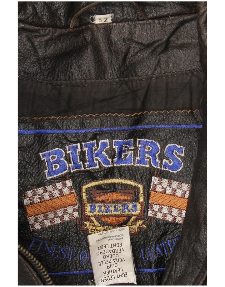 Bikers Herren Leder Bikerjacke IT 52 XL Braunes Leder