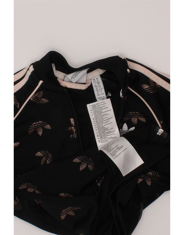 Adidas Mädchen-Trainingsanzugoberteil mit Grafik, 3–4 Jahre, schwarzes Polyester