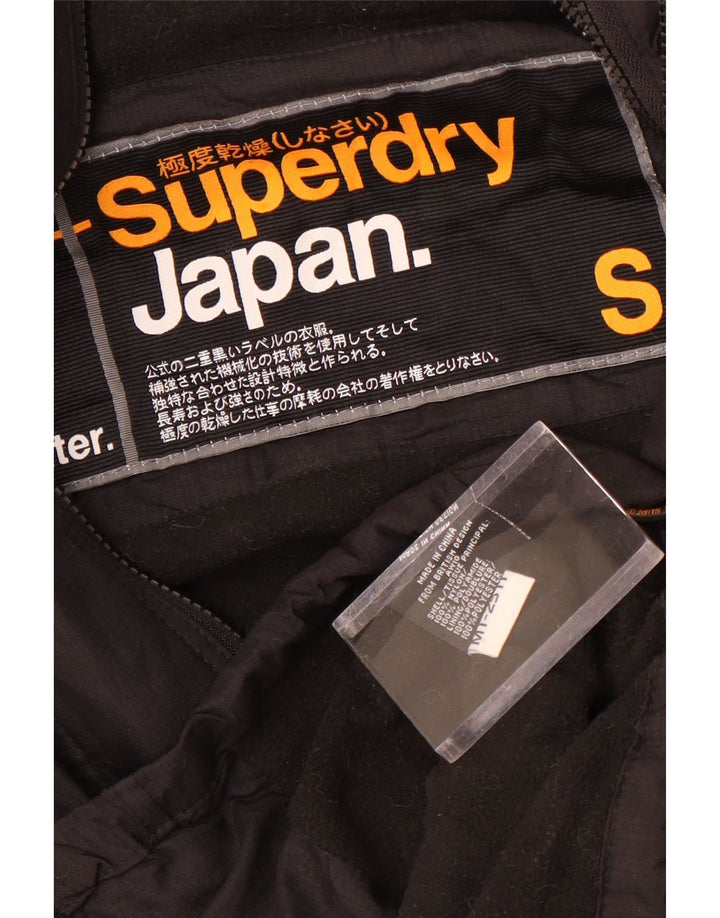 Superdry Herren-Windbreakerjacke mit Kapuze, UK 36, Small, schwarzes Nylon
