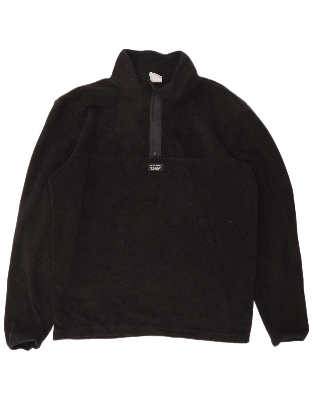 JACK & JONES Herren-Fleecepullover mit Reißverschluss, XL, Schwarz, Polyester