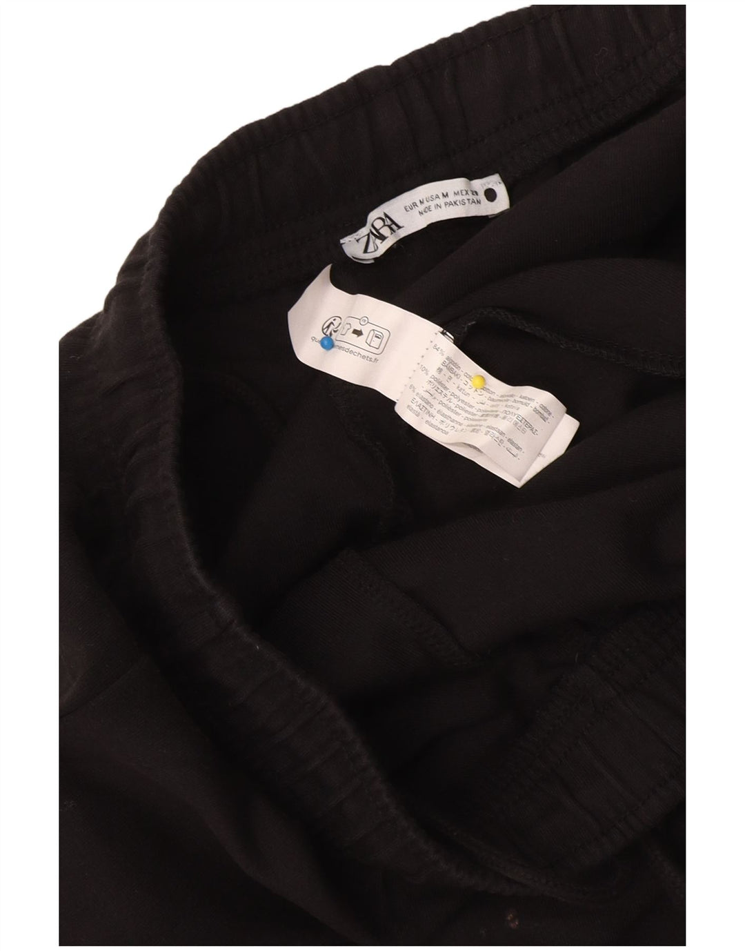 Zara Damen Trainingshose UK 12 Mittelschwarze Baumwolle