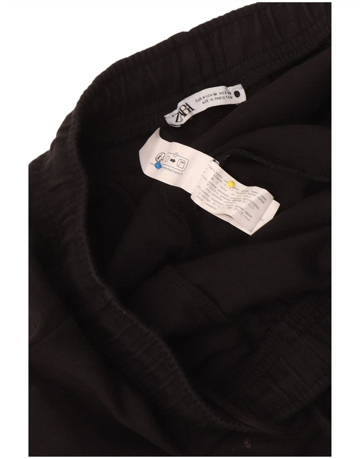 Zara Damen Trainingshose UK 12 Mittelschwarze Baumwolle