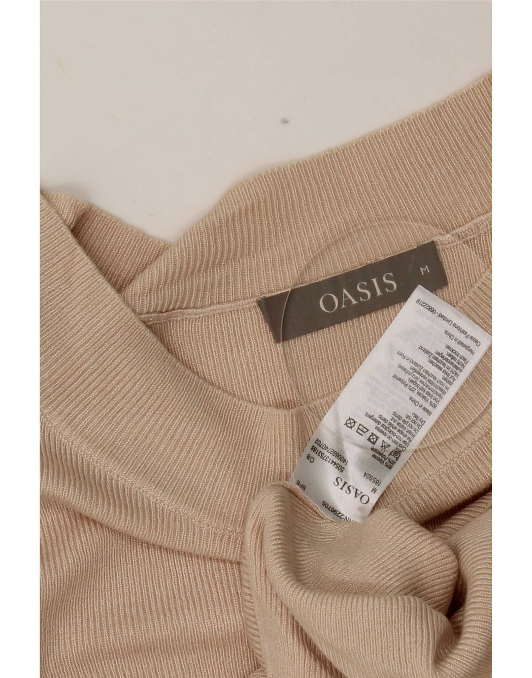 Oasis Damen Crop Top 3/4 Ärmel UK 12 Mittelbeige Viskose