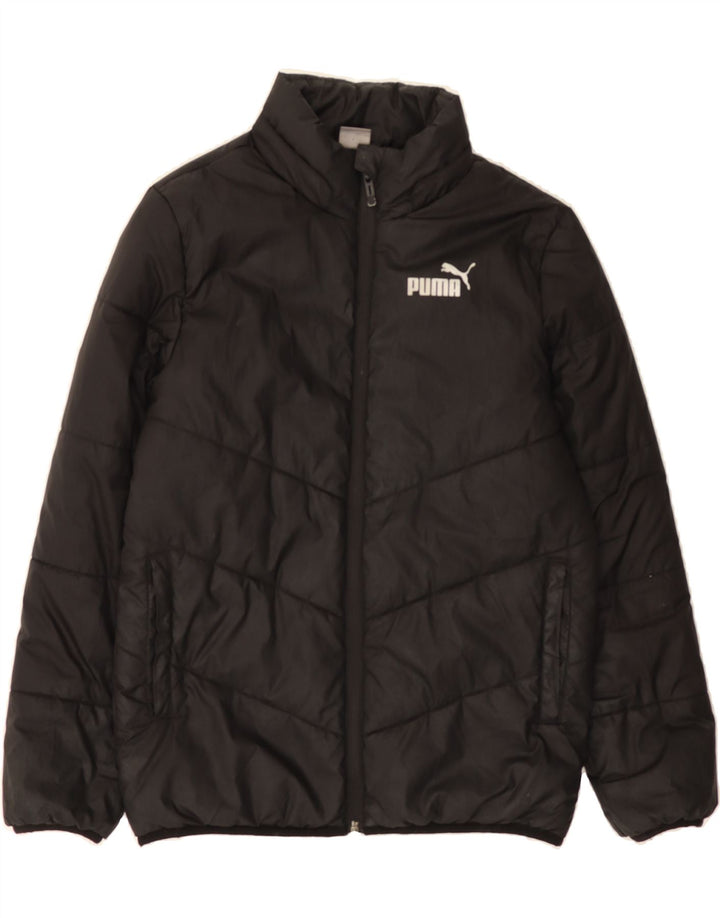 PUMA Boys Padded Jacket 11-12 Years Black Polyester Vintage Puma and Second-Hand Puma from Messina Hembry 