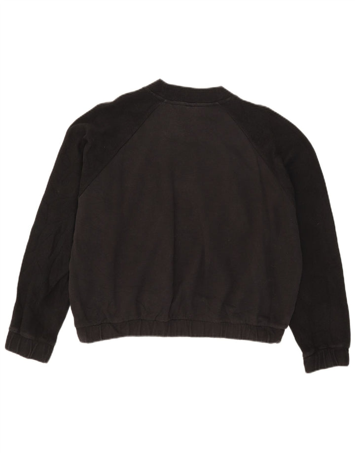Adidas Damen Crop Sweatshirt Pullover UK 14 Medium Schwarz Colourblock