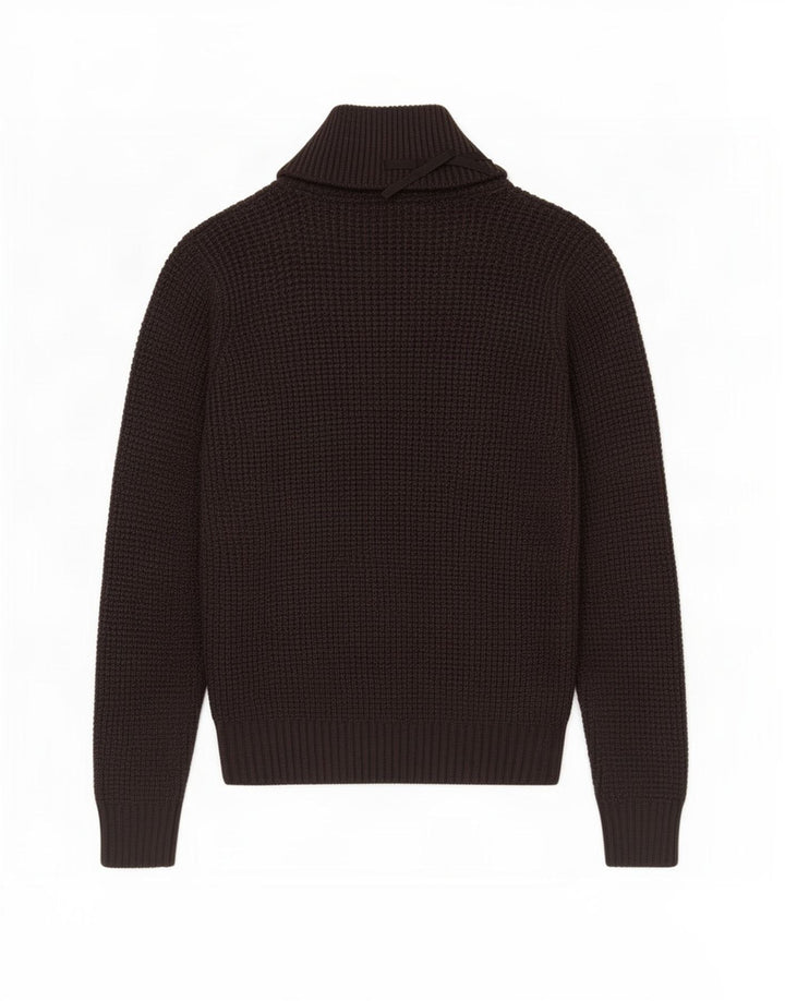 ONE WAY Herren-Pullover mit Schalkragen, mittelgraue Wolle