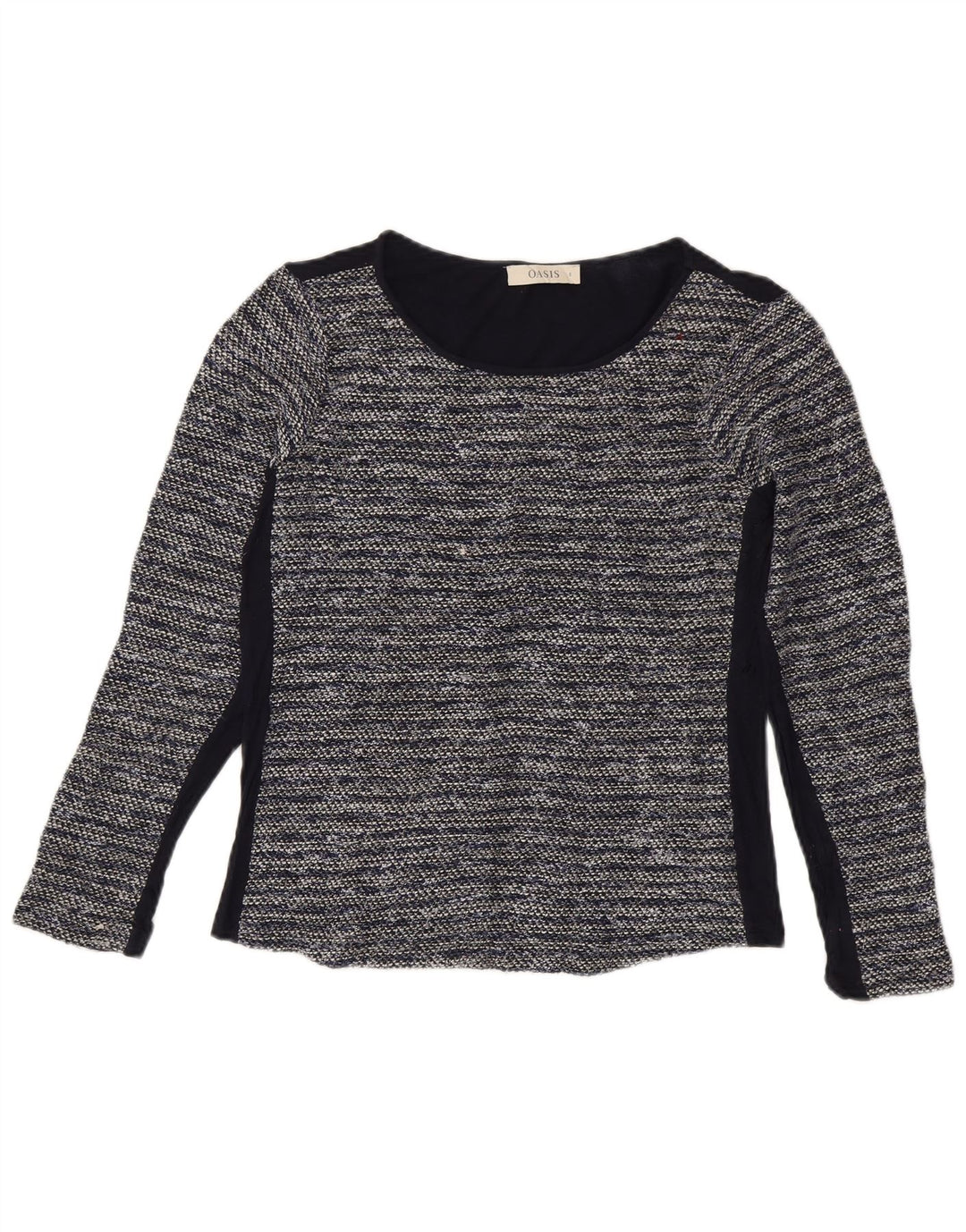 Oasis Damen Top Langarm UK 10 Small Marineblau gestreift Polyester