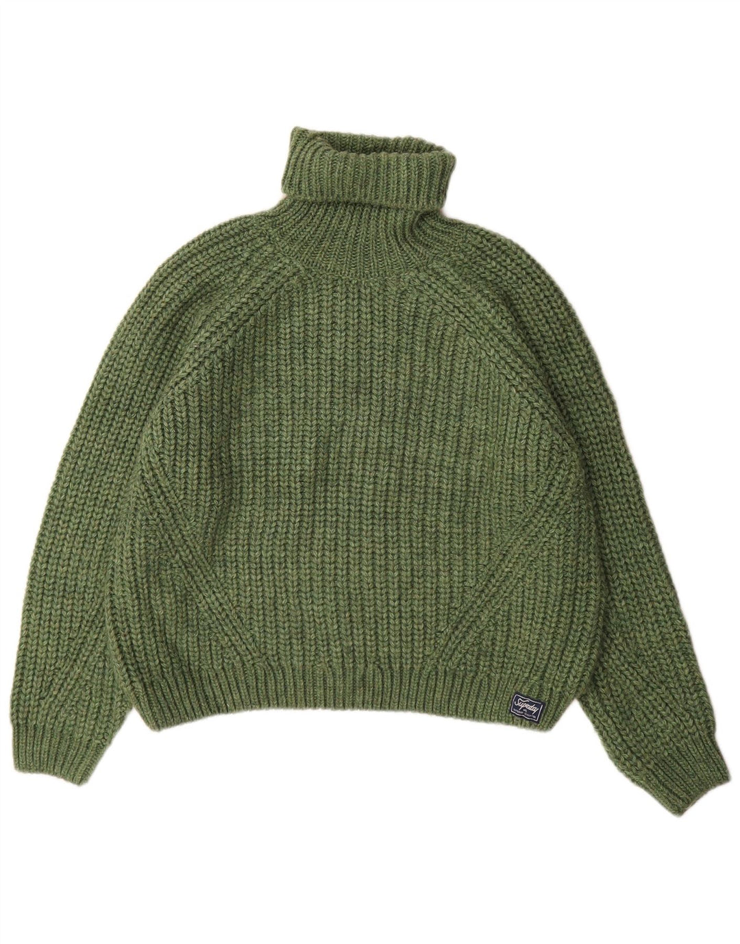Superdry Damen-Pullover mit Rollkragen, übergroß, Gr. 8, Grün, Acryl