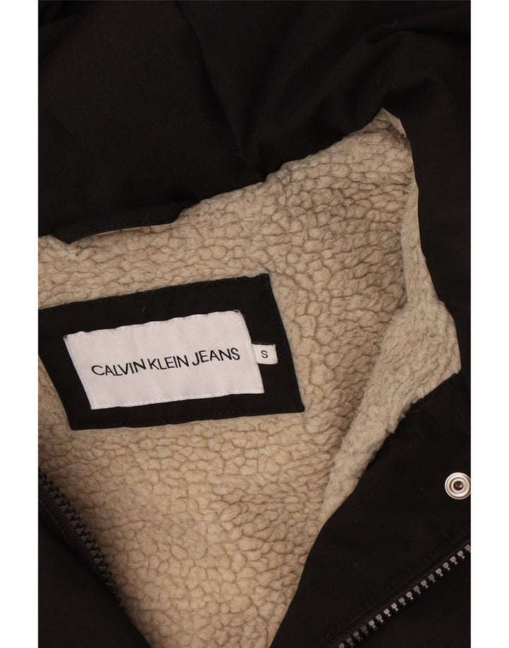 Calvin Klein Jeans Damen Übergroße Sherpa Parka Jacke UK 10 Small Schwarz
