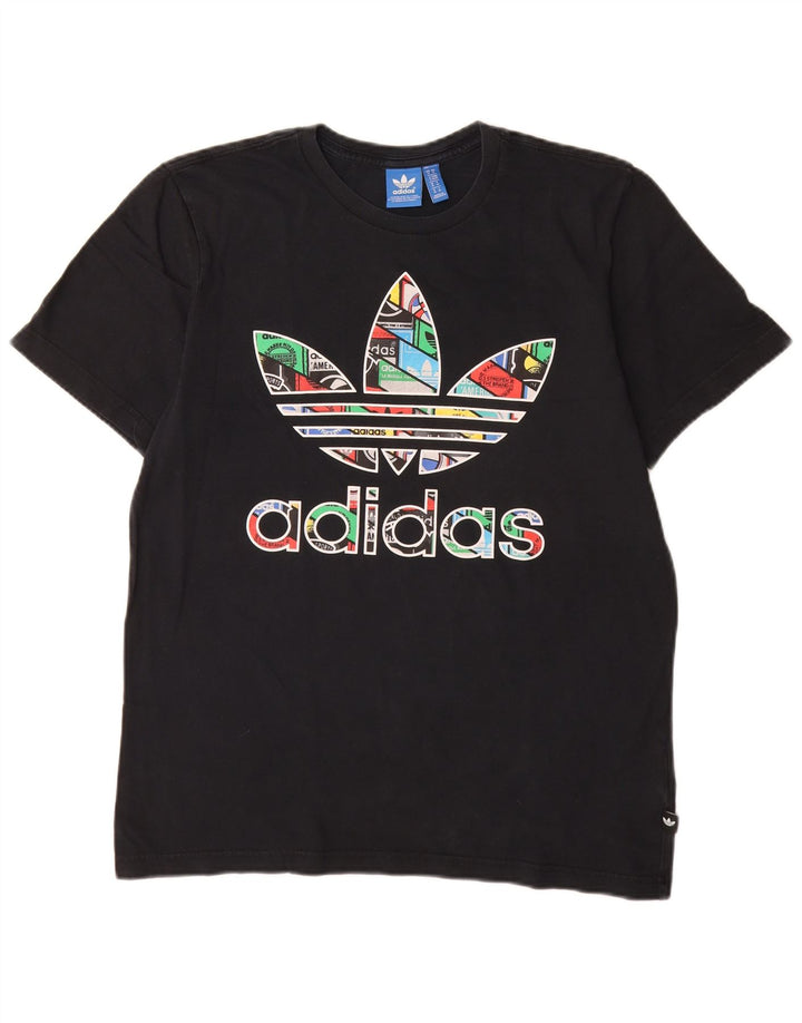 Adidas Herren Grafik T-Shirt Top Medium Schwarz Baumwolle