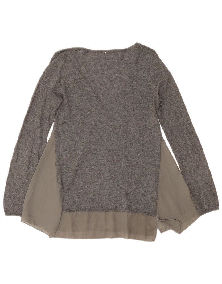 ZARA Womens V-Neck Jumper Sweater UK 10 Small Grey