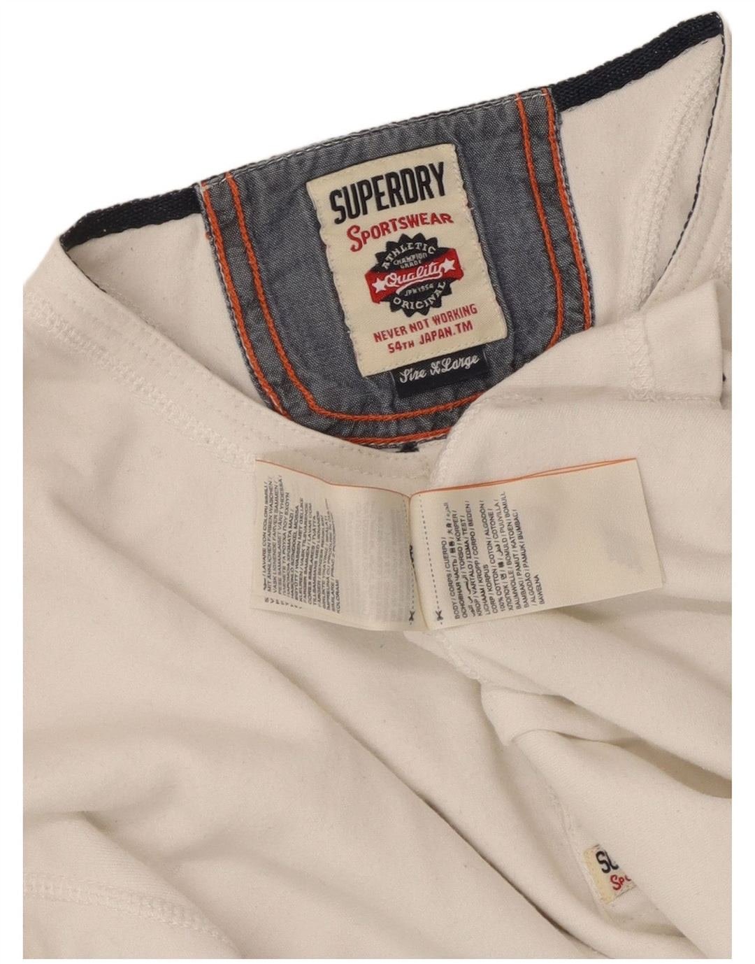 Superdry Herren Henley Top Langarm XL Weiße Baumwolle