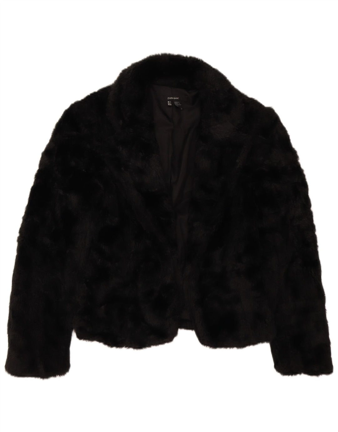 Offene Kunstpelzjacke für Damen von Zara, UK 10, Small, Schwarz, Acryl