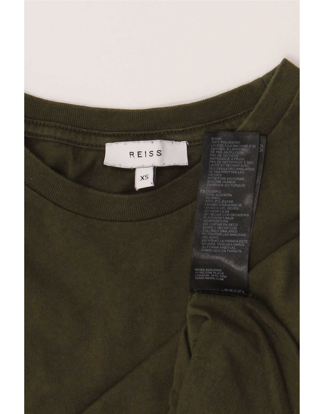 Reiss Herren T-Shirt Top XS Khaki Baumwolle