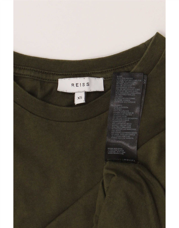 Reiss Herren T-Shirt Top XS Khaki Baumwolle