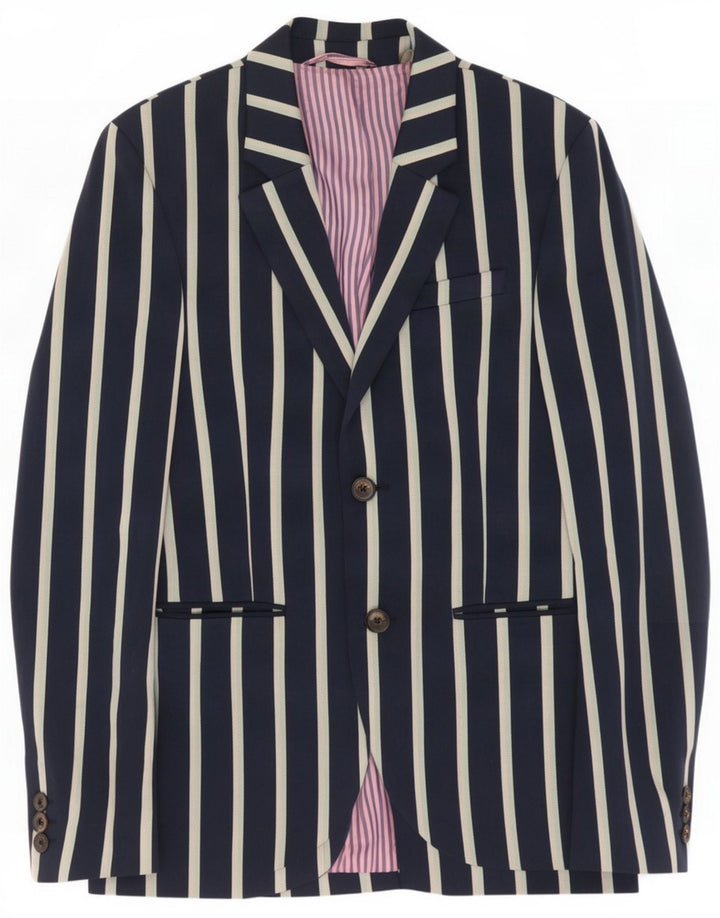 Jack Wills Mens 2 Button Blazer Jacket UK 34 XS Navy Blue Striped Wool
