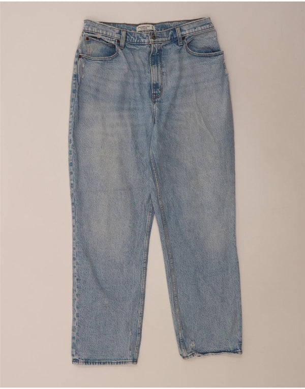 Abercrombie & Fitch Damen Distressed Straight Jeans US 14 XL W32 L26 Blau