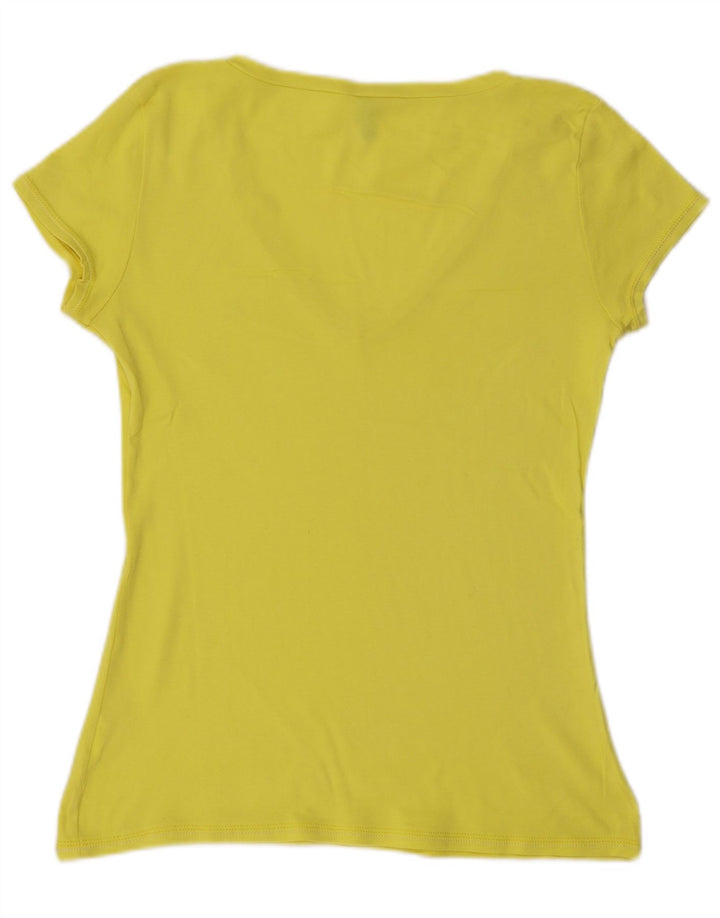 Benetton Damen T-Shirt Top UK 10 Small Gelb