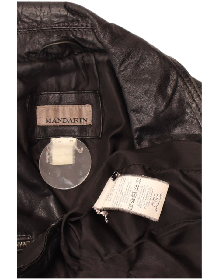 Vintage Damen Leder Bikerjacke EU 42 Großes schwarzes Leder