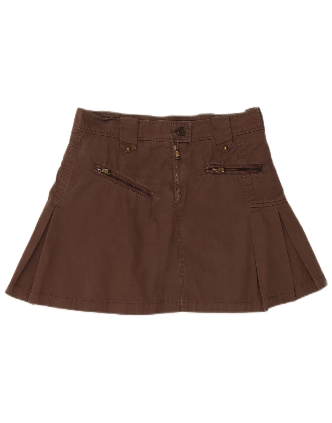 Liu Jo Damen Plissee-Minirock W26 Small Braune Baumwolle