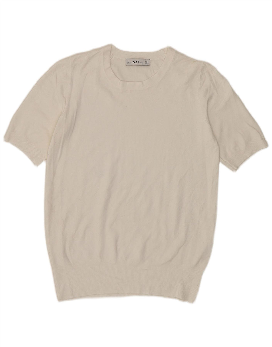 Zara Damen T-Shirt Top UK 10 Small Weiß