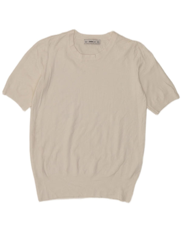 Zara Damen T-Shirt Top UK 10 Small Weiß