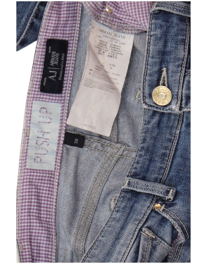 ARMANI Damen Skinny Jeans W30 L30 Blaue Baumwolle