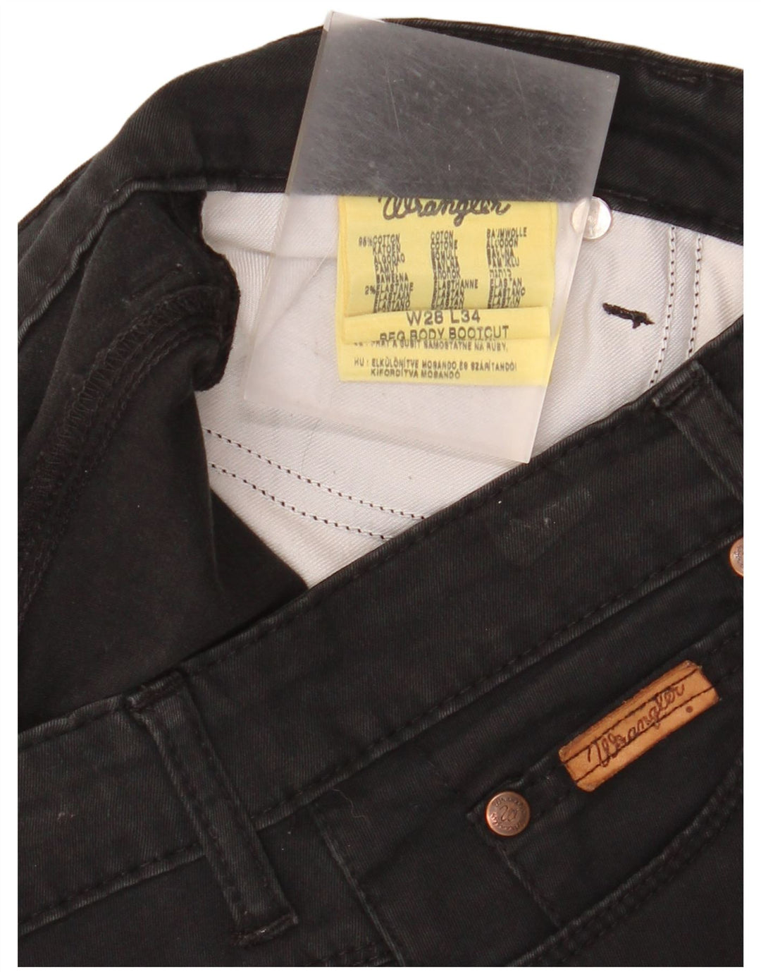 WRANGLER Damen Bootcut Jeans W28 L30 Schwarze Baumwolle
