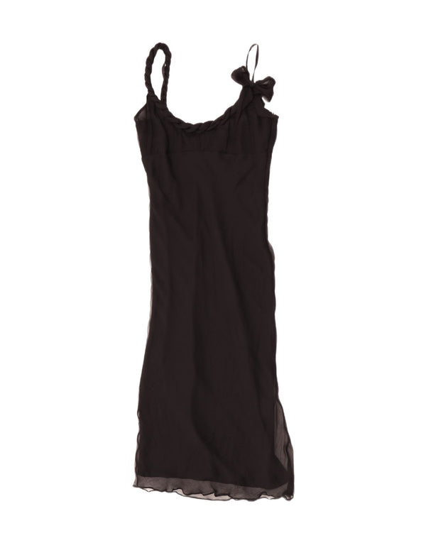 Karen Millen Damen Ärmelloses Maxikleid UK 12 Mittelschwarze Seide