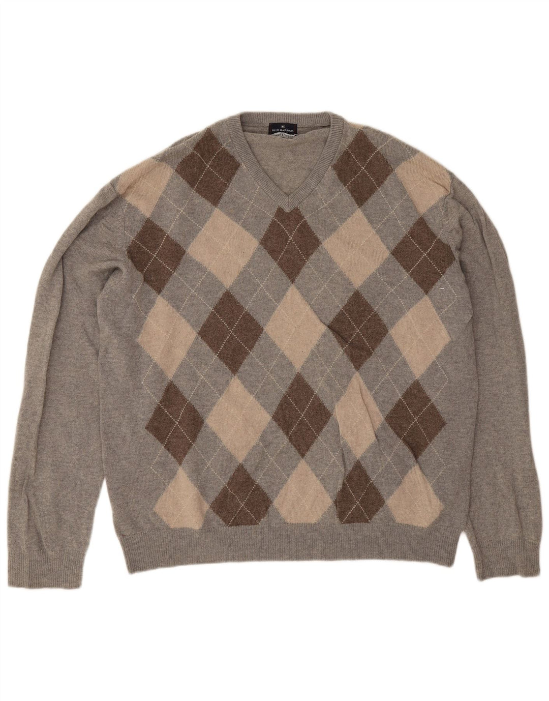 Marks & Spencer Herren-Pullover mit V-Ausschnitt, 2XL, Grau Argyle/Diamant