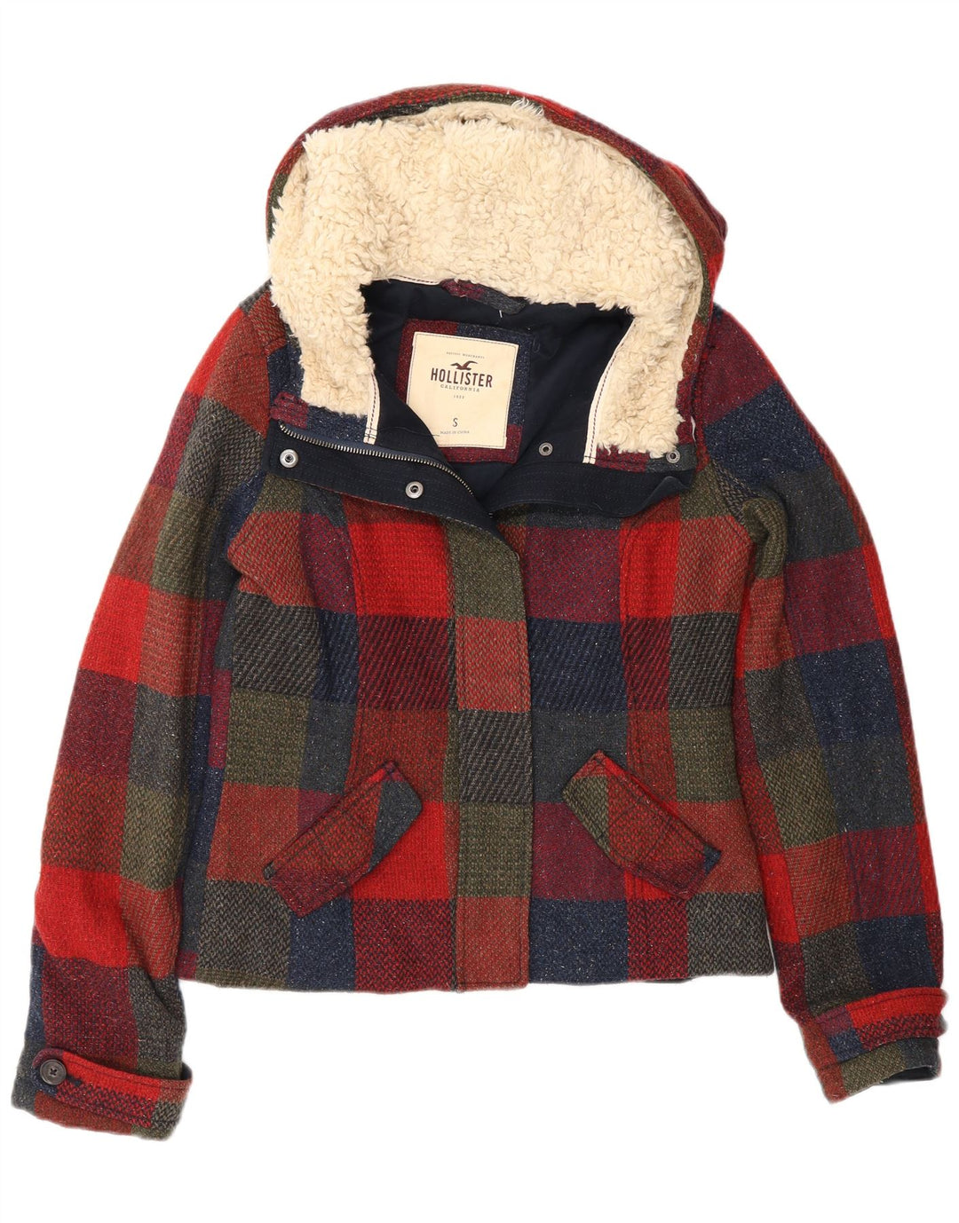 Hollister Damen-Windbreakerjacke mit Kapuze, Gr. 10, klein, mehrfarbig, kariert