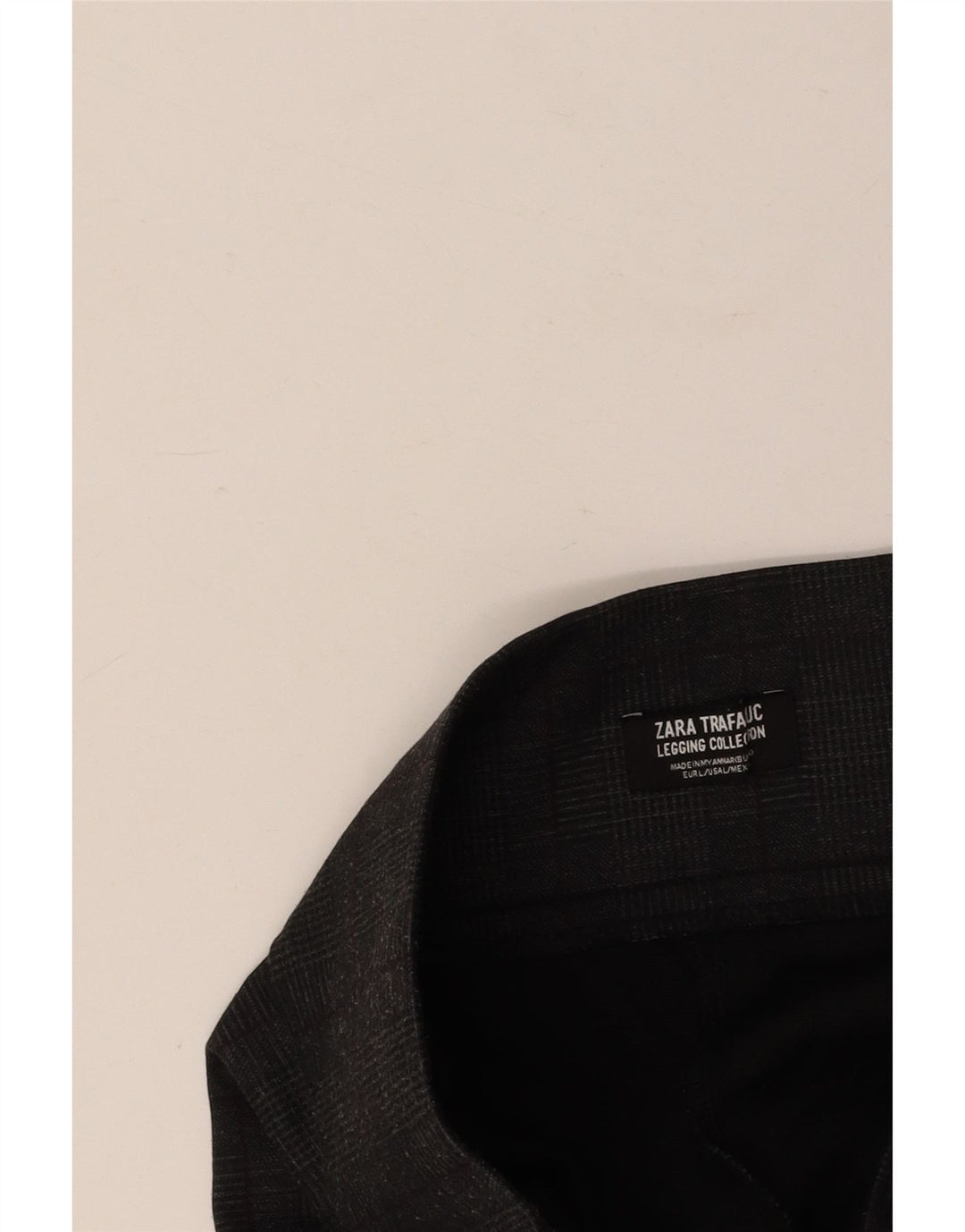 ZARA Damen-Hose mit hoher Taille, schmale Freizeithose, Größe L, W30, L28, grau kariert