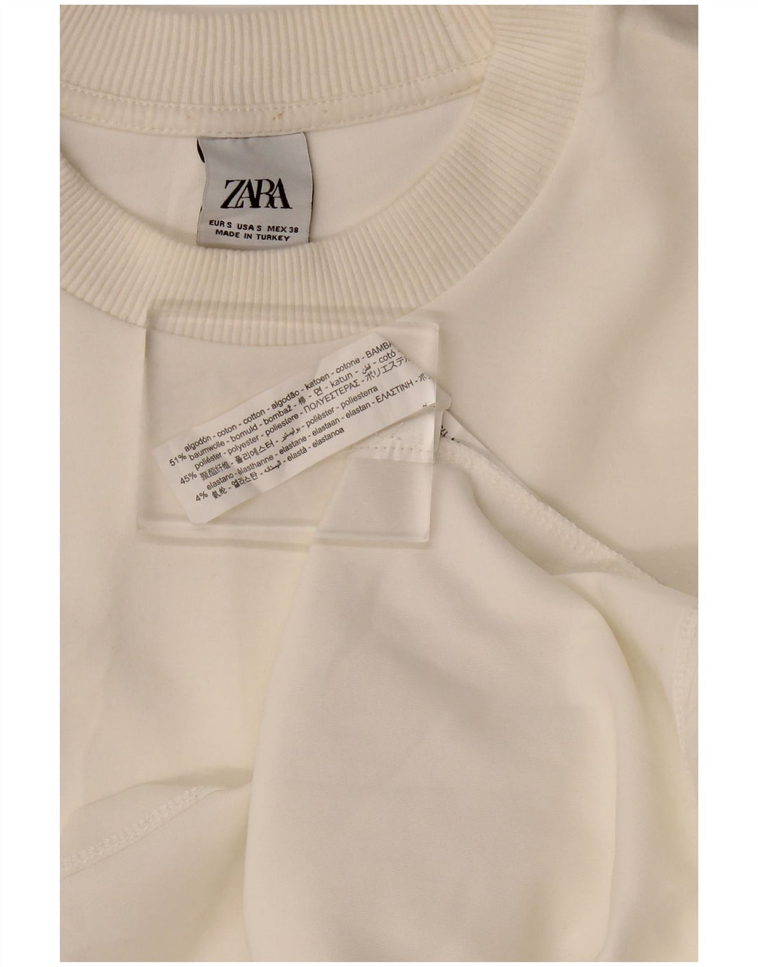 Zara Herren-Sweatshirt mit lockerer Passform, Größe S, weiße Baumwolle