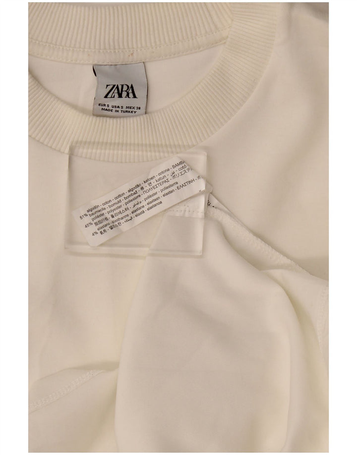 Zara Herren-Sweatshirt mit lockerer Passform, Größe S, weiße Baumwolle