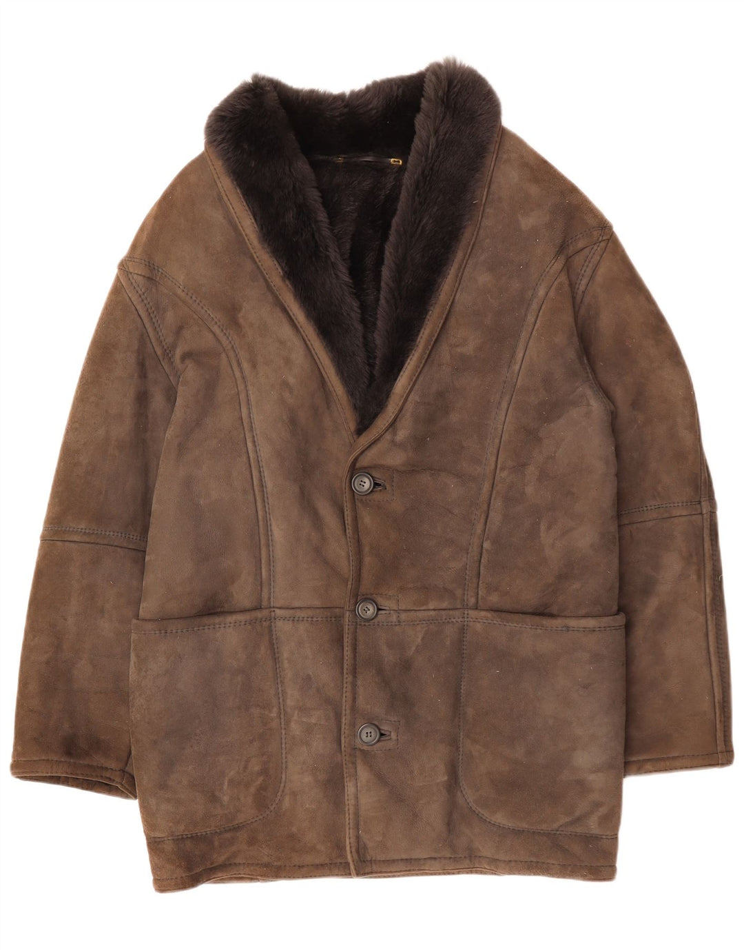 CONBIPEL Herren Shearling Jacke IT 48 Mittelbraun