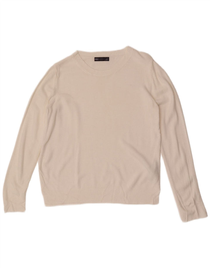 Marks & Spencer Damen-Pullover mit U-Boot-Ausschnitt, UK 14, Mittelweiß, Acryl