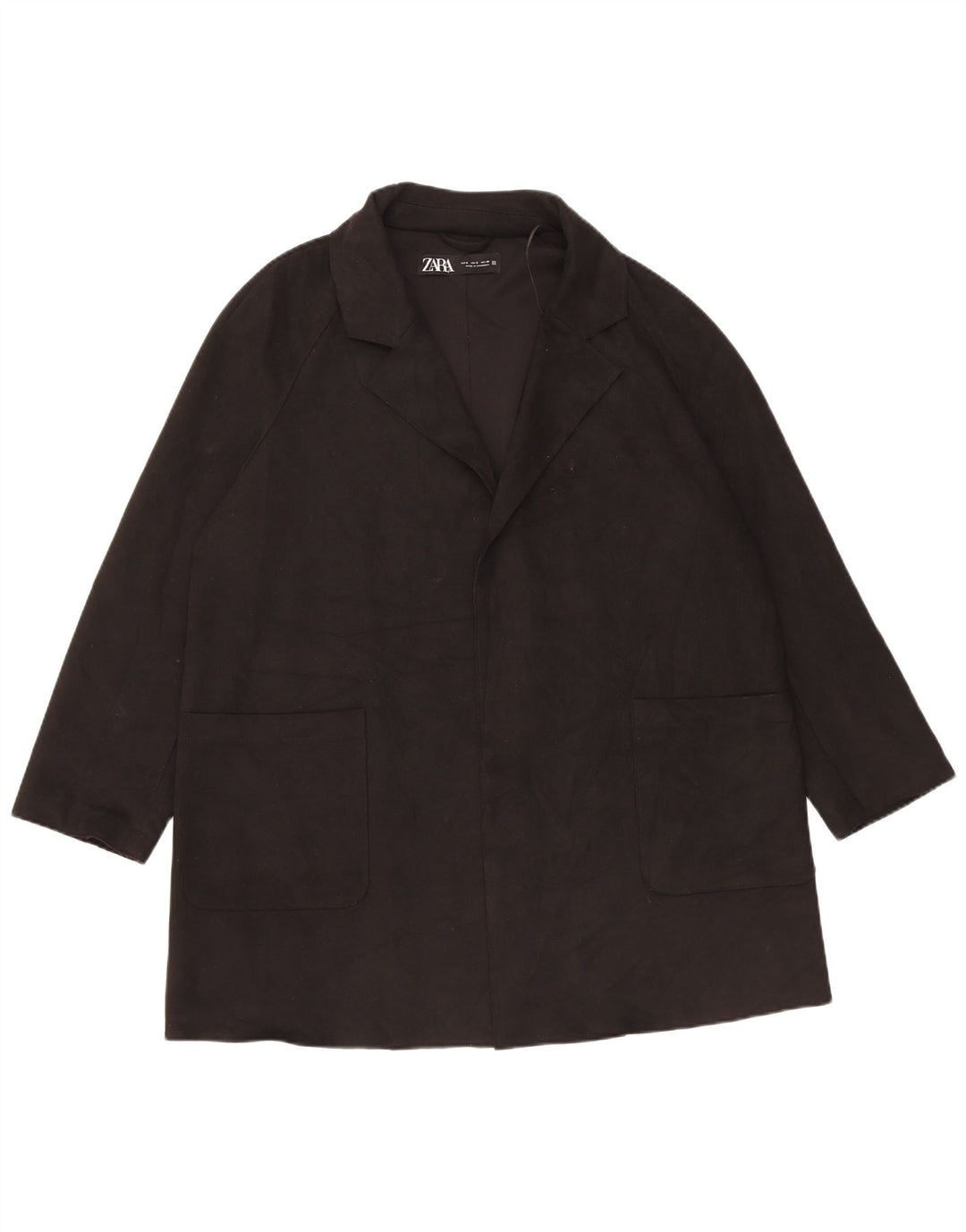 Zara Damen offener übergroßer Mantel UK 10 Small Schwarz Polyester Klassisch