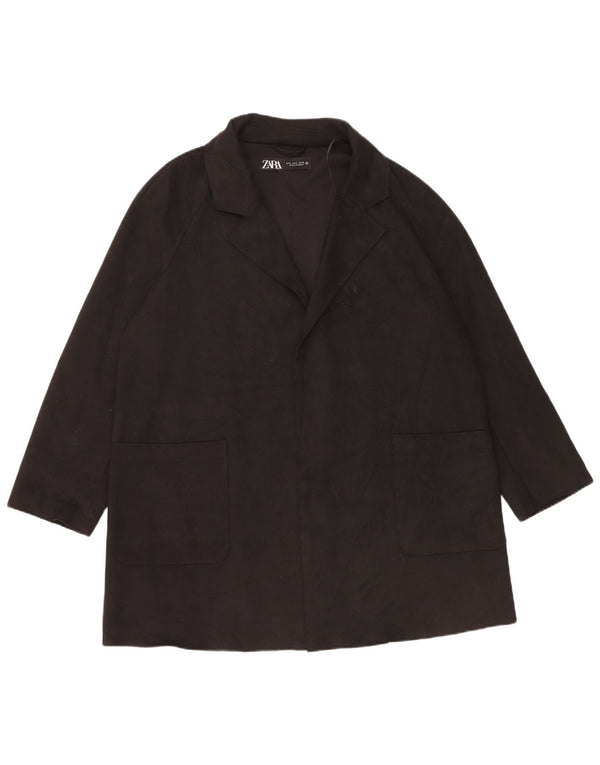 Zara Damen offener übergroßer Mantel UK 10 Small Schwarz Polyester Klassisch