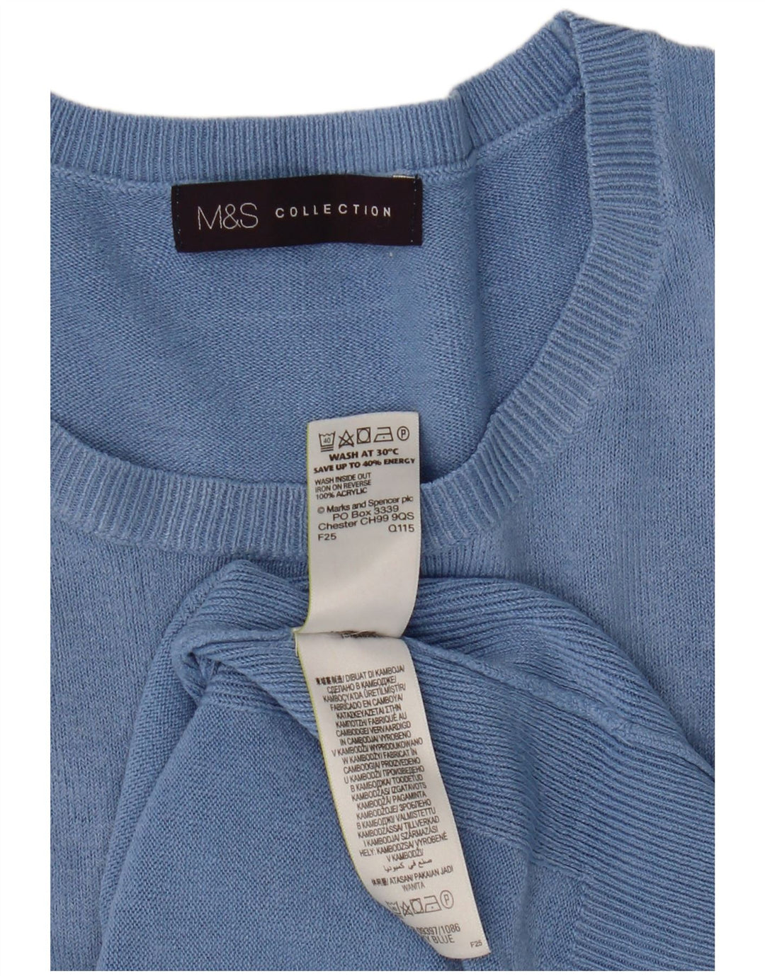 Marks & Spencer Damen-Pullover mit U-Boot-Ausschnitt, UK 14, Mittelblau, Acryl