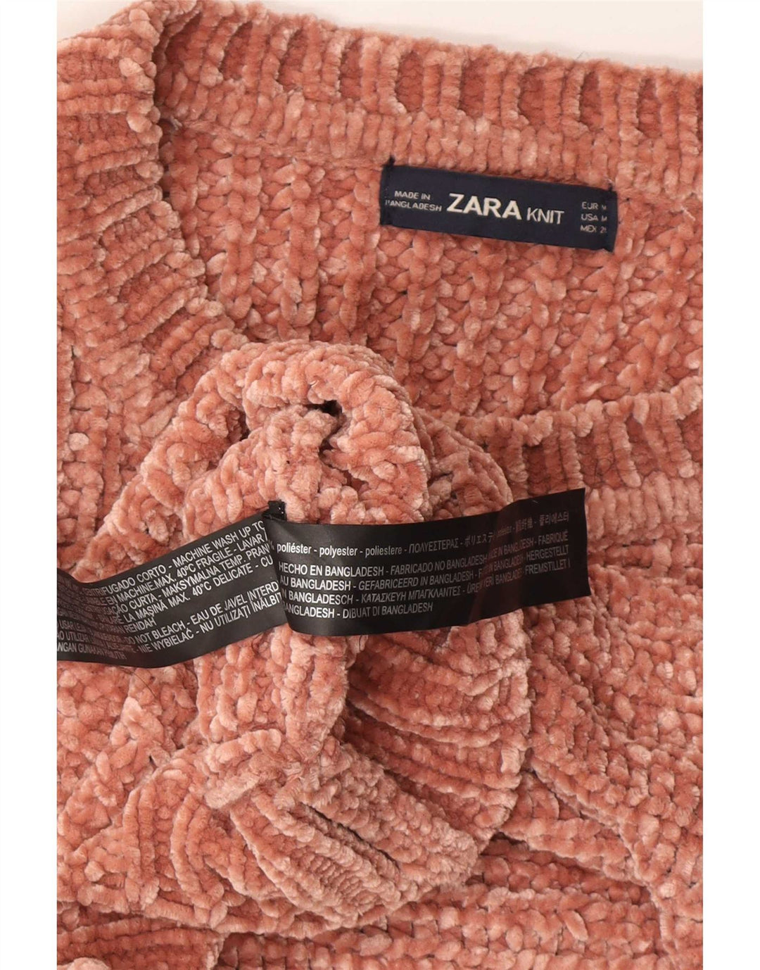 Zara Damen-Pullover mit U-Boot-Ausschnitt, UK 14, Mittelbraun, Polyester
