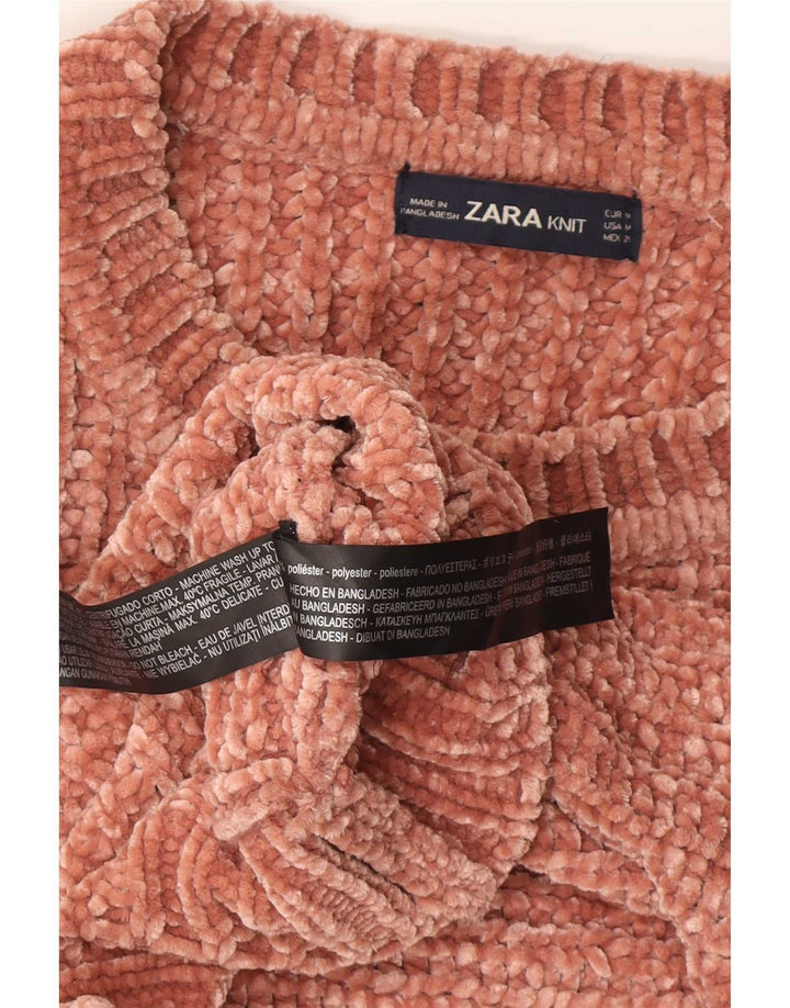 Zara Damen-Pullover mit U-Boot-Ausschnitt, UK 14, Mittelbraun, Polyester